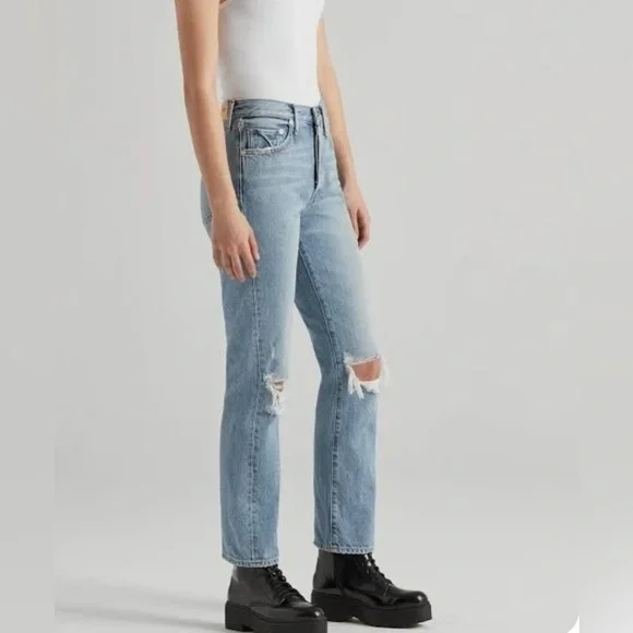 Edwin - Cai High Waist Ripped Straight Leg Jeans- Slayer- 24 - Picture 4 of 11